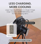 Claymore V1040 Fan (Black) - Premium Rechargeable Portable Air Circulator. Powerful, Quiet with Large 10,400mAh Battery, Versatile Stand & Remote Control. Up to 23 Hours Runtime, All Seasons.