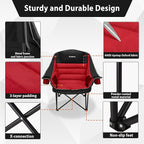Oversized Camping Chair, Portable Folding Camping Chairs with Side Pocket, Cup Holder and Carry Bag, Heavy Duty Outdoor Camping Chairs for Adults, Fishing, Sports, Trip, up to 400lbs, Style 5