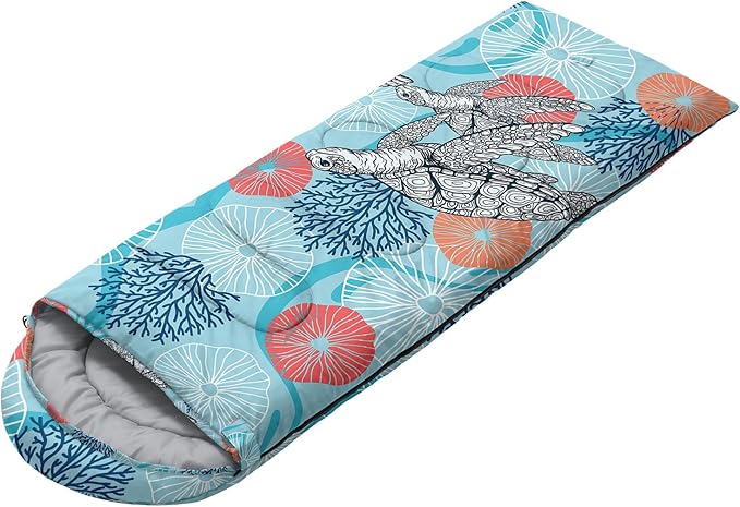 HOSIMA Cartoon Axolotl Sleeping Bags for Kids 10-12,Blue Cartoon Kids Sleeping Bags for Girls Boys,Compact Sleeping Bag for Camping Essentials and Hiking.