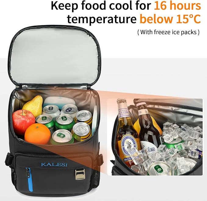 Kalesi Cooler Backpack 36 Cans Lightweight Insulated Backpack Cooler Leak-Proof Travel Camping Lunch Backpack Outdoor Cutlery Backpack for Men and Women