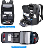FENRUIEN 17 Inch Travel Backpack Gray, Expandable Water Resistant Computer Backpack with USB Port, Laptop Bag for Business/College/Work