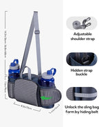 WATERFLY Fanny Pack Waist Bag: Fannie Pack 2 Water Bottle Holders Lumbar Belt Hiking Walking Running Jogging Camping Large Woman Man (Bottle Not Included)