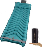 Sleeping Pad with Pillow, Self Inflating Extra-Thick, Ultralight Sleeping Mat, Built-in Pump, Ultimate for Camping, Hiking, Traveling, Airpad, Carry Bag, Compact & Lightweight Air Mattress (Peacock)