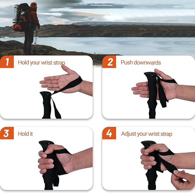 Trekking Poles Collapsible Hiking Poles - Trekking Sticks with Quick Lock System Lightweight for Hiking, Camping