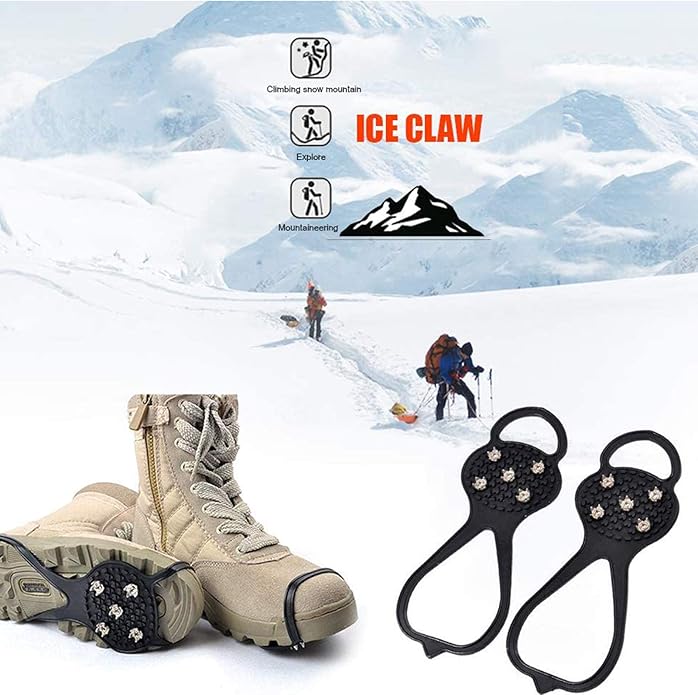 Universal Non Slip Gripper Spikes for Shoes, Ice Traction Cleat Grips with Steel Studs Crampon for Ice Sports