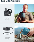 BUZIO 1 Gallon Water Bottle Insulated with Straw Lid, 128oz Large Water Jug Stainless Steel Metal Vacuum Water Flask Leak Proof 18/8 Food Grade Thermo Mug Keep Cold 48H & Hot 24H, Indigo Crush