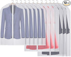 Clear Garment Bags Suit Bag for Closet Storage Set of 12 Hanging Dress Cover Bag with Zipper for Suit, Coat, Long Dresses Clothes Storage-24” x 40”/50”/60”