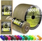 TECEUM 5/32" Paracord Rope 1000 – 1000ft / 200ft / 100ft / 50ft – Tactical Parachute Cord 4mm – 45+ Colors – Nylon String for Survival & Camping Gear – Stripe Cord for Survival – Utility Rope