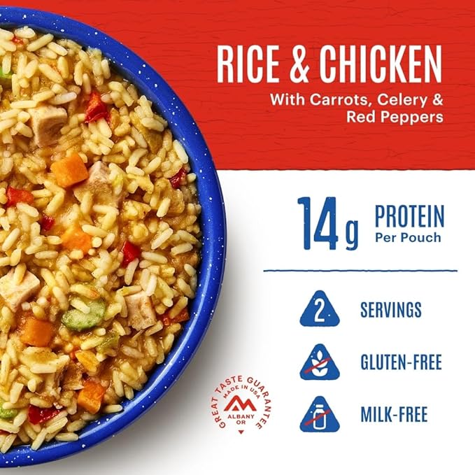Mountain House GlutenFree Rice & Chicken FreezeDried Food for Camping, 12 Servings, 30Year ShelfLife