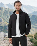 WULFUL Men's Softshell Jacket Waterproof Lightweight Insulated Windbreaker Fleece Lined Rain Shell Jacket for Hiking Travel