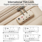 Hanke Expandable Hardshell Luggage Sets 3 piece Carry on Luggage with Wheels Suitcases Lightweight Checked Travel Luggage Rolling Large Suitcase Travel Luggage Bag Woman Men 20/24/29" Cuba Sand Pink