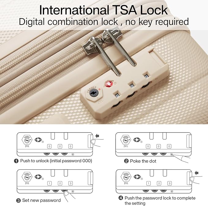 Hanke 24 Inch Expandable Checked Luggage Lightweight PC Hard Shell Luggage Suitcases with Wheels Travel Luggage Rolling Large Suitcase Travel Luggage Bag for Go to University.(Cuba Sand Pink)