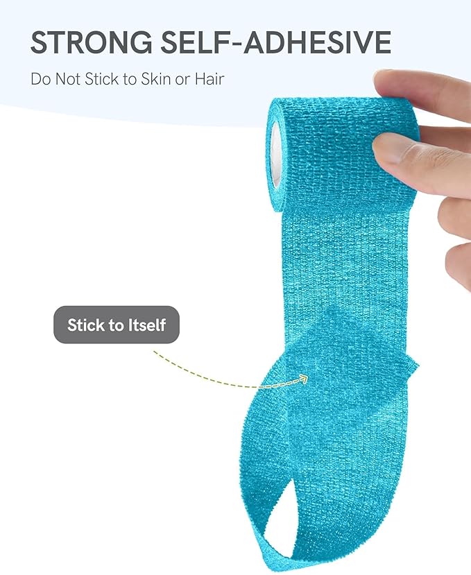 FriCARE Self Adhesive Bandage Wrap, Medical Tape in First Aid Kit, Cohesive Bandages for Wounds Sport Vet, 2 Inches X 5 Yards 6 Rolls, Cobalt Blue