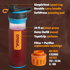 GRAYL GeoPress 24 oz Water Purifier Bottle - Filter for Hiking, Camping, Survival, Travel (Wanderer Red)