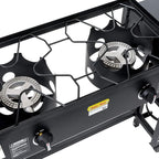 Barton Outdoor Camping Propane Double Burner Stove 2 Folding Cook Cooking Station Stand Picnic BBQ Grill 58,000 BTU, Black