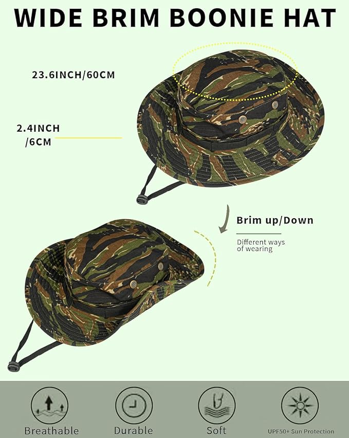 Sun Hats for Men Women Bucket Hat UPF 50+ Boonie Hat Foldable UV Protection Hiking Beach Fishing Summer Safari