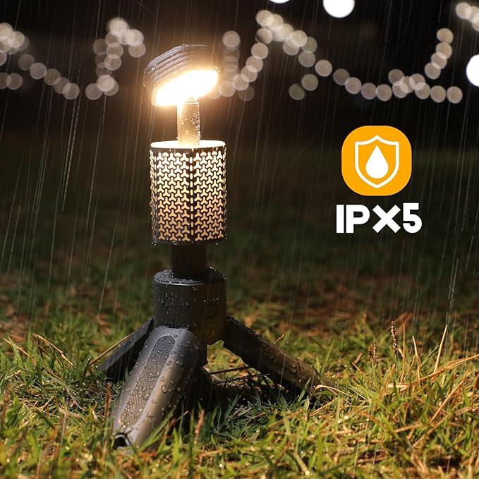 Telescopic Camping Lights, Rechargeable 10500mAh Camping Lantern with Storage Bag, Waterproof LED Camp Lamp with Magnetic, Portable Outdoor Tent Light for Hiking,Emergency,Fishing (Gray)