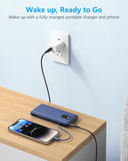 charmast Portable Charger with Built-in Cables and Plug, 10000mAh USB C Power Bank Fast Charging, External Battery Pack Slim, Travel Essentials Compatible with iPhones, Samsung Galaxy, iPad