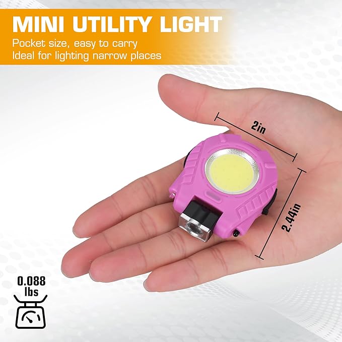 EverBrite Keychain Work Light, Hat Clip Light, Mini Rechargeable Magnetic Keychain Light with Sensor Mode, Versatile Small Keychain Flashlights, Portable, Waterproof for Camping, Hiking, 6 Modes, Pink