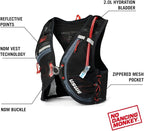 USWE Rush 8L Bike Hydration Vest, Adjustable Chest Straps Running Hydration Vest, 2.0L Hydration Bladder, Mountain Biking, Gravel & Cycling with Reflective Details, Men & Women