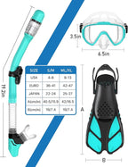 Snorkeling Gear for Adults Men Women,4 in 1 Snorkel Set with Panoramic View Diving Mask Anti-Fog Anti-Leak,Dry Top Snorkel,Fins and Travel Bag for Swimming,Snorkeling and Travel Diving