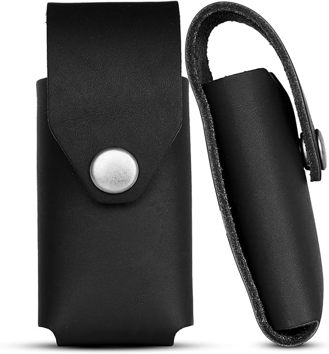 Leather Multitool Sheath Compatible with Leatherman Wave and Wave Plus, Ultra Durable Full Grain Leather Tool Holder, Multi Tool Holster for Belt, Solid Brass Rivets - Belt Accessories for Men - Black