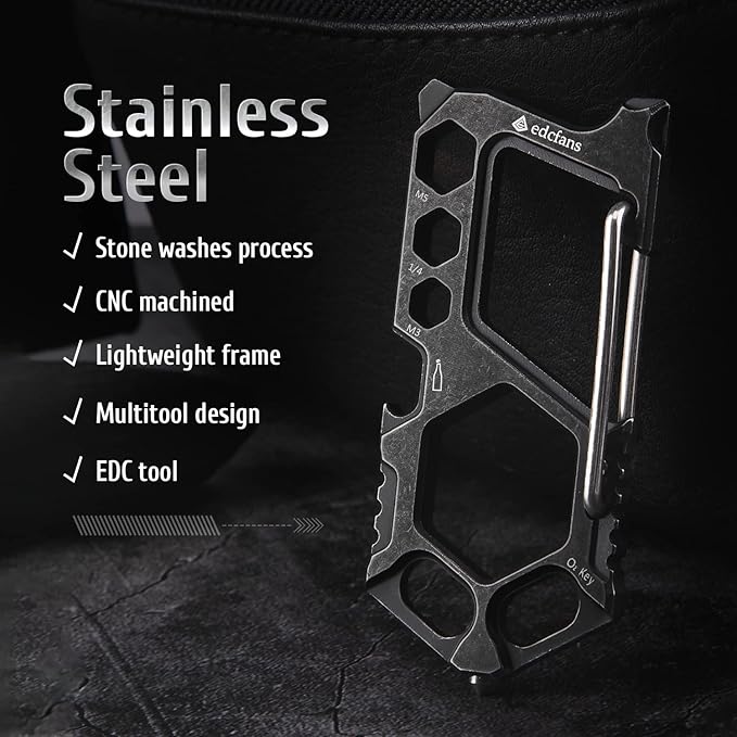 Carabiner Keychain Stainless Steel Multitool - 11 in 1 Tactical Emergency Survival Gear - Glass Breaker,Bottle Opener, Wrench, Screw Drivers, Key Clip, EDC Pocket and Backpack Tool