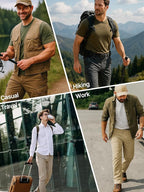 FREE SOLDIER Men's Outdoor Cargo Hiking Pants with Belt Lightweight Waterproof Quick Dry Tactical Pants Nylon Spandex