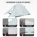 Naturehike Cloud-Up Tent Lightweight Backpacking Tent with Footprint - Free Standing Ultralight Camping Hiking Backpack Tents