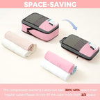 BAGAIL 4/6 Set/8 Set Compression Packing Cubes Travel Accessories Expandable Packing Organizers(HalfMesh, 8-Pink)