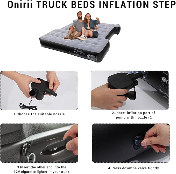 Inflatable Truck Beds Air Mattress for 5.5-5.8Ft with Air Pump,Thickened Flocking Full Size Pickup Short Camping Inflatable Blow Up Mattress with 2 Pillows,Outdoor Camping Car Travel