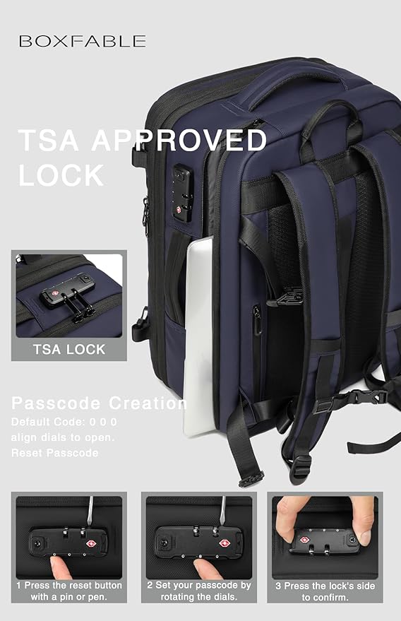 Vacuum Seal Travel Backpack 45L with Pump - Expandable Air Compression System, Water-Resistant Business TSA Lock, Laptop Backpack, Carry-On Suitcase Luggage, Gifts for Men