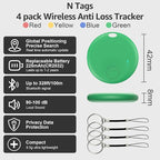 Smart Tags-4 Pack for Android Tracker Tags, Bluetooth Tracker, Work with Google's Find Hub App, Item Finder for Keys, Item Locator for Wallet, Suitcases, Pets (Multicolored)