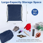 5-Pack Waterproof Drawstring Backpacks, Soccer-Texture Oxford Fabric, 16.9" × 13.8", Lightweight 0.20 lb Each, No Eyelets, Gym & Marathon Gear Sacks(Navy Blue)