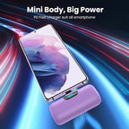 Mini Portable Charger 5000mAh Power Bank, 15w PD USB C Cell Phone Portable Power, LCD Display Battery Pack Compatible with Android Phone/Samsung Galaxy S22,S21/Note/Pixel/OnePlus 9 etc (Light Purple）