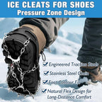 ZeeDix Crampons for Shoes, 10-Spike Stainless Steel Ice Cleats for Shoes and Boots, Slip-Resistant Shoe Spikes Traction Grips for Walking Hiking Jogging Fishing and Daily Outdoor Adventures