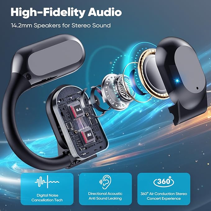 AI Translation Earbuds with Real-Time 144 Language Support, Bluetooth 5.4 Wireless Headphones for Travel, Business & Learning, 80H Playtime Compatible with iOS & Android, Includes Charging Case