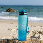 OLDLEY Water Bottle, 32oz Motivational Sports Water Bottle with Time Marker - Times to Drink - Tritan, BPA Free, Wide Mouth Leakproof, Luca (1 Bottle)