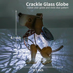 MUMTOP Solar Lanterns Outdoor Waterproof LED Crackle Glass Globe Solar Lights Decorative Dog Tabletop Lantern Metal Yard Art for Patio Garden Table Decor