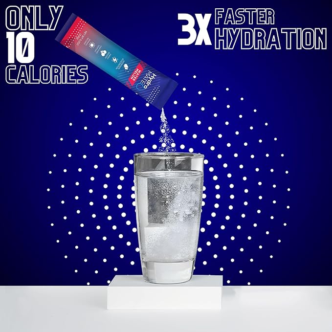 HydroMATE Electrolytes Powder Drink Mix Packets Hydration Accelerator Low Sugar Rapid Party Relief Recovery Vitamin C Plus Caffeine Watermelon 30 Count
