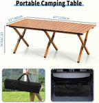 Roll-Up Camping Table Aluminum Low Folding Table for Outdoor Picnic BBQ Backyard Beach Easy Carrying in Bag-4FT