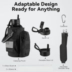 KXIAOCHEN Insulated Water Bottle, Stainless Steel Water Bottle, 2 Lids (Straw and Handle Lid),Wide Mouth Metal Water Bottles Keep Hot and Cold, Double Walled, Thermo Mug, Metal Canteen