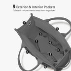 TOPDesign Heavy-Duty Canvas Tote Bag for Women, Adjustable Crossbody/Shoulder Handbag with 9 Pockets, Everything Tote