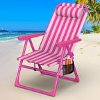 Suteck Backpack Beach Chair, 6-Positions Beach Chairs for Adults with Cooler Bag, Reclining Beach Chair with Cup Holder Folding Camping Chair for Sand Outdoor