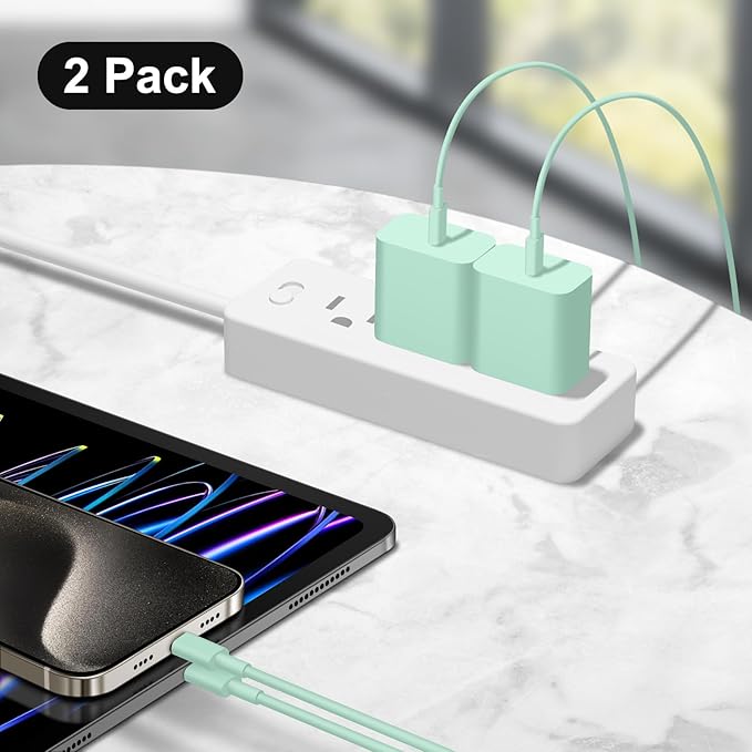 iPhone 17 16 15 Charger Fast Charging 6FT - 20W USB C Charger Block with 6FT Type C to C Cable Compatible with iPhone 17/17 Pro/17 Pro Max/Air/16/16e/15, iPad Pro, iPad Air (Green)