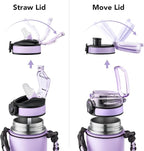 GOSWAG Insulated Sports Water Bottle, 24oz 2 Lids(with Straw/No Straw), Stainless Steel Water Bottles with Paracord Handle, Insulated Bottle with Double-Wall Vacuum Insulation