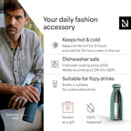 LARS NYSØM Stainless Steel Insulated Water Bottle 12oz 17oz 25oz 34oz 51oz | Insulated Thermo Flask for Hot and Cold Beverages | Leakproof Drinking Bottle (Aqua Turquoise, 11.9oz)