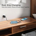 NOBIS Portable Charger, 10000mAh Power Bank Fast Charging, Battery Pack with C to C Cable, Battery Bank with Digital Display for iPhone iPad Android etc (Blue, 25W)