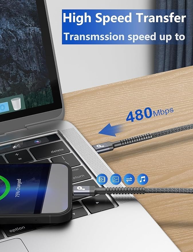 USB C Cable 10FT, 2Pack Long USB A to USB C Charger Cables, iPhone USBC Cable 3A Fast Charging Upgraded Extra Durable Braided USBC Cord Compatible with iPhone 17 16 15 Pro Max/Samsung Galaxy S23