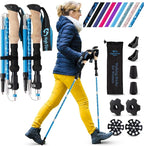 Walking Sticks for Men & Women - 14.5" Foldable Hiking Poles for Backpacking, Exercising and Traveling, Set of 2 Aluminum Nordic Collapsible Trekking Poles